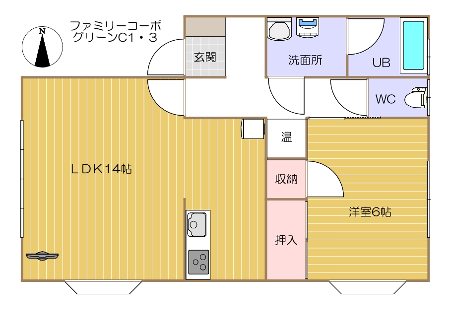 C1/C3号室(間取り)